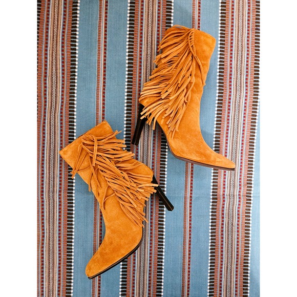Predictions Leather Fringed Heeled Boots Womens Size 9 Western Cowboy - Picture 11 of 12